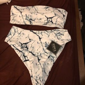 High waisted marble bathing suit brand new !